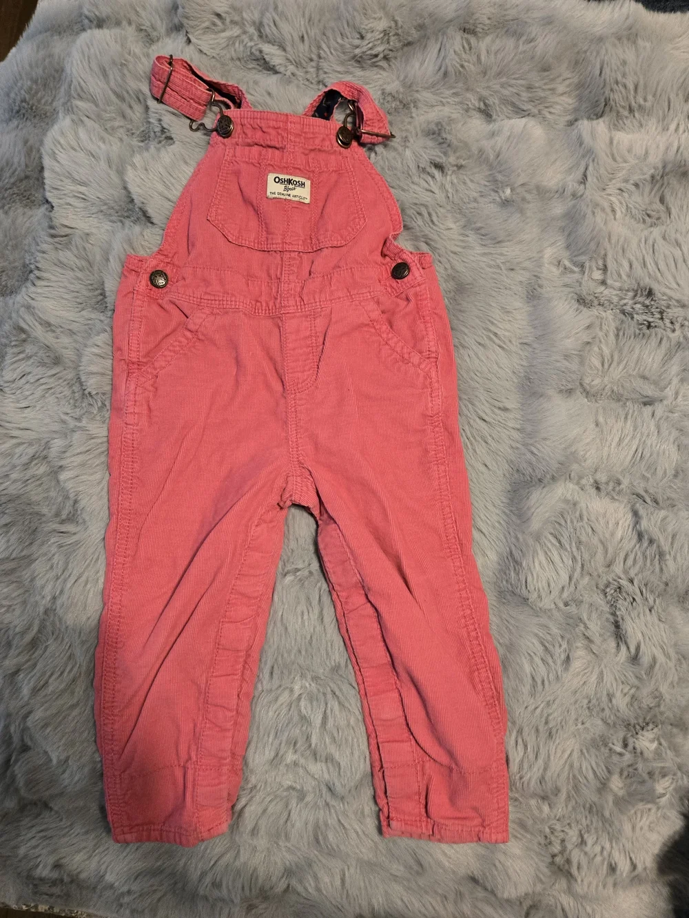OshKosh B'gosh Pink Corduroy Floral Lined Overalls 18-24M